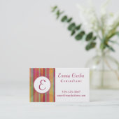 Carte De Visite Monogramme moderne avec les rayures et les cercles (Debout devant)