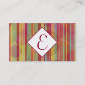 Carte De Visite Monogramme moderne avec les rayures et les cercles (Devant)