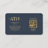 Carte De Visite Monogramme moderne Beautician Esthetician Blue Gol (Dos)