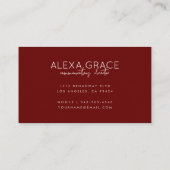 Carte De Visite Monogramme moderne beige et vin (Dos)