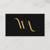 Carte De Visite Monogramme moderne Black Gold Chic Minimal Personn (Devant)