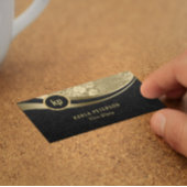 Carte De Visite Monogramme Moderne Black & Gold Dynamic Lines Busi