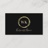 Carte De Visite Monogramme moderne Black Gold QR Code (Dos)