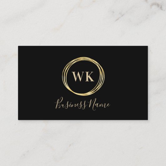 Carte De Visite Monogramme moderne Black Gold QR Code (Dos)