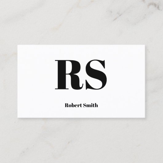 Carte De Visite Monogramme moderne blanc (Devant)