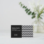 Carte De Visite Monogramme moderne blanc et noir de Chevron (Debout devant)