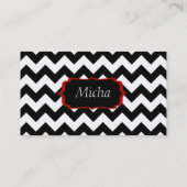 Carte De Visite Monogramme moderne blanc et noir de Chevron (Dos)