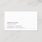 Carte De Visite Monogramme moderne Blanc Plaine Professionnel Élég (Dos)