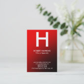 Carte De Visite monogramme moderne blanc rouge (Debout devant)