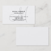 Carte De Visite Monogramme Moderne Blanc Simple Consultant (Devant / Derrière)