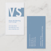 Carte De Visite Monogramme moderne (bleu) (Devant / Derrière)