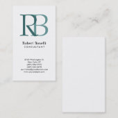 Carte de visite Monogramme moderne bleu blanc (Devant / Derrière)