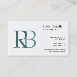 Carte de visite Monogramme moderne bleu blanc