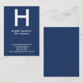 Carte De Visite Monogramme moderne bleu blanc dodu professionnel (Devant / Derrière)