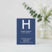 Carte De Visite Monogramme moderne bleu blanc dodu professionnel (Debout devant)