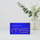 Carte de visite Monogramme moderne bleu clair (Debout devant)