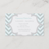 Carte De Visite monogramme moderne bleu clair, gris chevron (Dos)