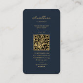 Carte De Visite Monogramme moderne bleu foncé or professionnel (Dos)