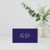 Carte De Visite Monogramme Moderne Bleu Foncé Professionnel (Debout devant)