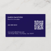 Carte De Visite Monogramme Moderne Bleu Foncé Professionnel (Dos)