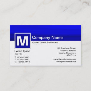 Carte De Visite Monogramme moderne - Bleu Galaxie
