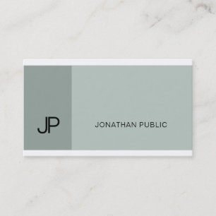 Carte De Visite Monogramme Moderne Bleu Vert Élégant Professionnel