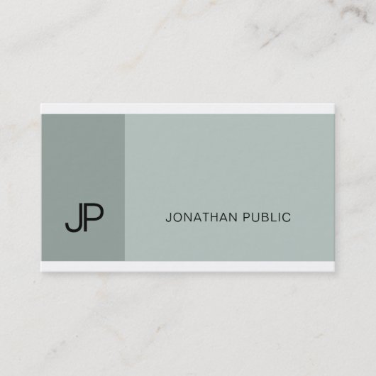 Carte De Visite Monogramme Moderne Bleu Vert Élégant Professionnel (Devant)