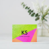 Carte De Visite Monogramme Moderne Blocs de couleurs vives (Debout devant)