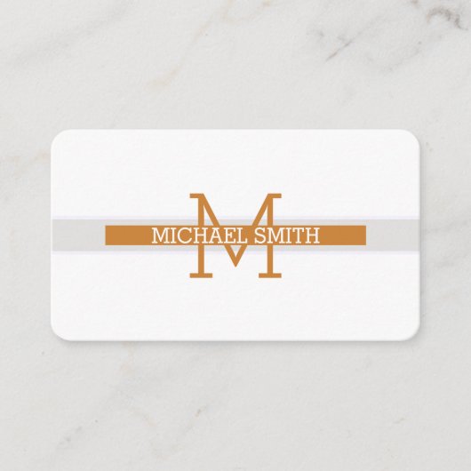 Carte De Visite Monogramme moderne bronze ligne horizontale (Devant)