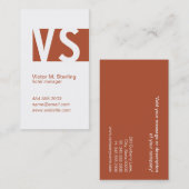 Carte De Visite Monogramme moderne (brun rouge) (Devant / Derrière)