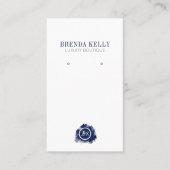 Carte De Visite Monogramme moderne chic Marine & Blanc QR Code Bou (Devant)