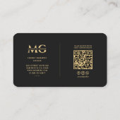 Carte De Visite Monogramme moderne Chiropratique Thérapeute Black  (Dos)