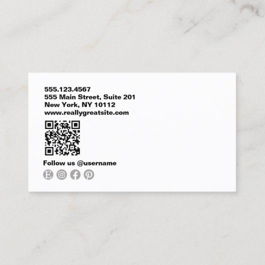 Carte De Visite Monogramme moderne Ciseaux de barbier gris (Dos)