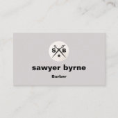 Carte De Visite Monogramme moderne Ciseaux de barbier gris (Devant)