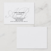 Carte De Visite monogramme moderne clair chuby moderne gris blanc (Devant / Derrière)