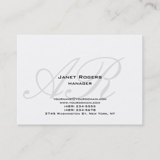 Carte De Visite monogramme moderne clair chuby moderne gris blanc (Devant)