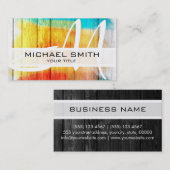 Carte De Visite Monogramme moderne couleur bois peint #3 (Devant / Derrière)