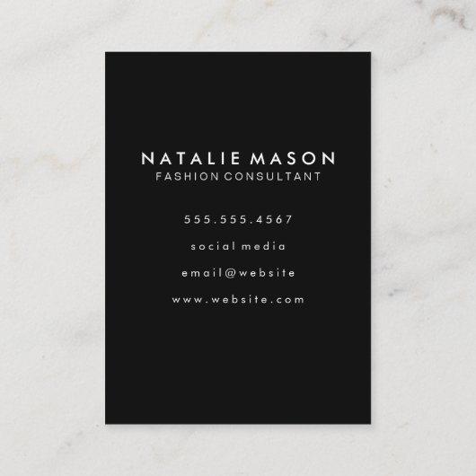 Carte De Visite Monogramme moderne | Cuir blanc de luxe (Dos)