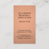 Carte De Visite Monogramme moderne Cuivre Faux Foil & Black Vertic (Dos)