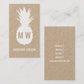Carte De Visite monogramme moderne d'ananas tropical (Devant / Derrière)