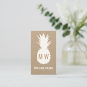 Carte De Visite monogramme moderne d'ananas tropical (Debout devant)