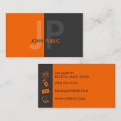 Carte De Visite Monogramme moderne de base de deux couleurs (Devant / Derrière)