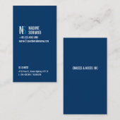 Carte De Visite Monogramme moderne de bleu marine (Devant / Derrière)