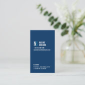 Carte De Visite Monogramme moderne de bleu marine (Debout devant)