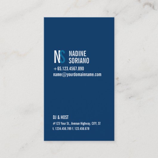 Carte De Visite Monogramme moderne de bleu marine (Devant)