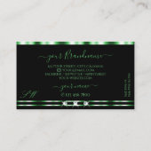 Carte De Visite Monogramme moderne de diamants étincelants verts e (Dos)