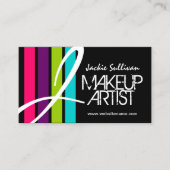 Carte De Visite Monogramme moderne de maquilleur de couleur (Devant)