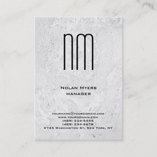 Carte De Visite monogramme moderne de texture murale grise unique (Devant)