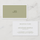Carte De Visite Monogramme moderne Design épuré tendance vert (Devant / Derrière)