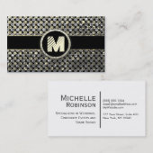 Carte De Visite Monogramme moderne d'or et d'argent (Devant / Derrière)